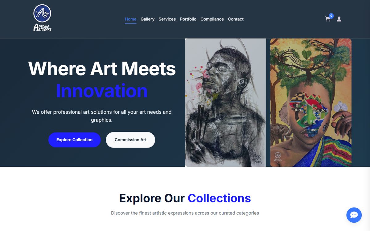 Antonio Artworks website homepage
