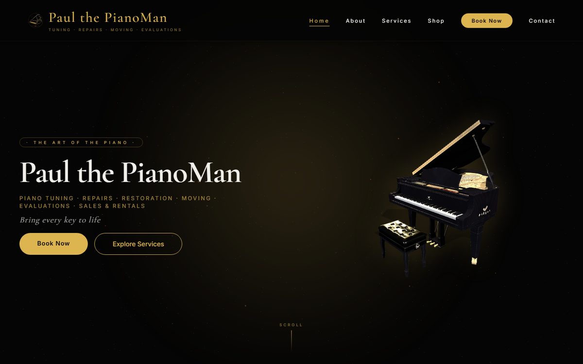 Paul the PianoMan website homepage